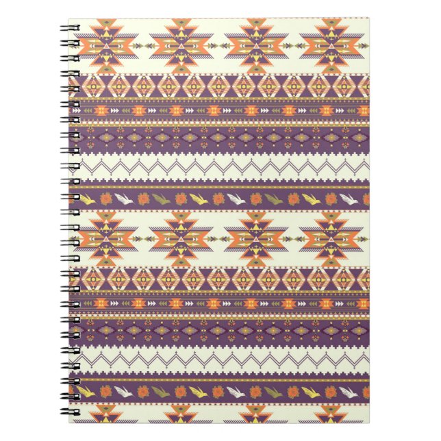 Colourful aztec pattern spiral notebook (Front)