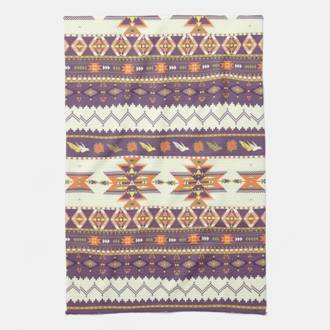 Colourful aztec pattern tea towel (Vertical)