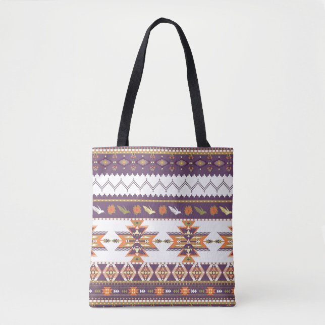 Colourful aztec pattern tote bag (Front)
