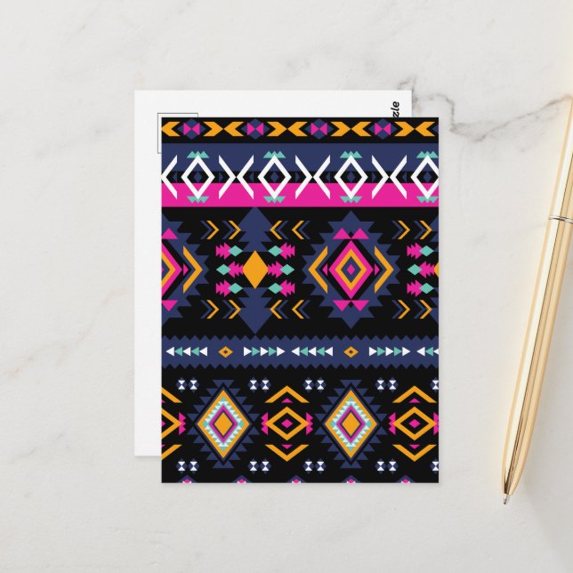 Colourful Aztec Postcard (Front/Back In Situ)