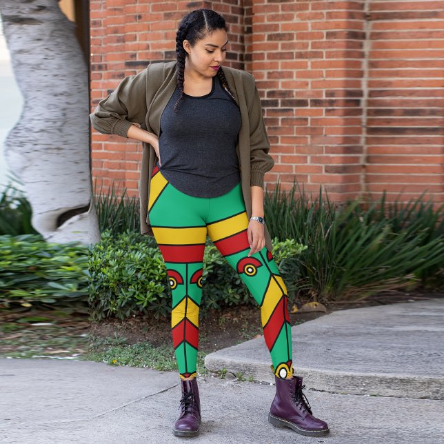 colourful aztec tiki mask leggings (Creator Uploaded)
