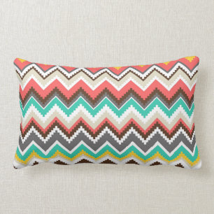 Colourful Aztec Tribal Chevron ZigZag Stripes Lumbar Cushion