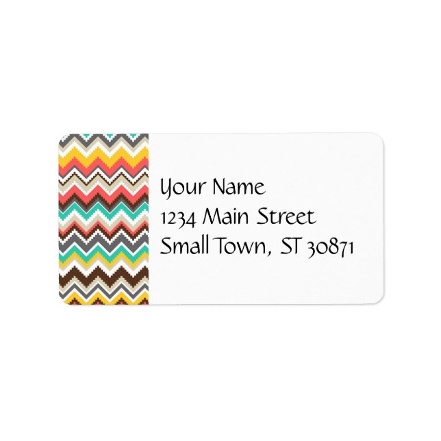 Colourful Aztec Tribal Chevron ZigZag Stripes Prin Label (Front)