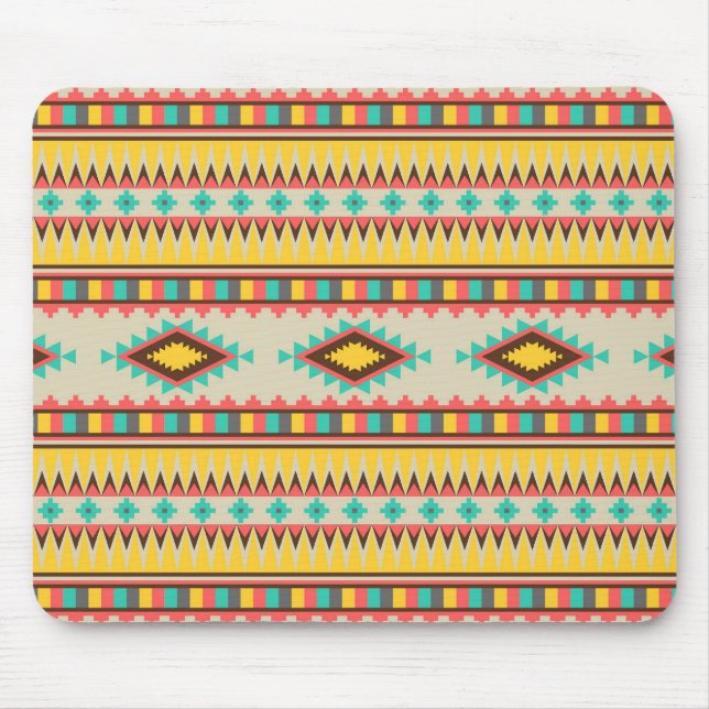Colourful Aztec Tribal Native American Diamonds Mouse Pad (Front)