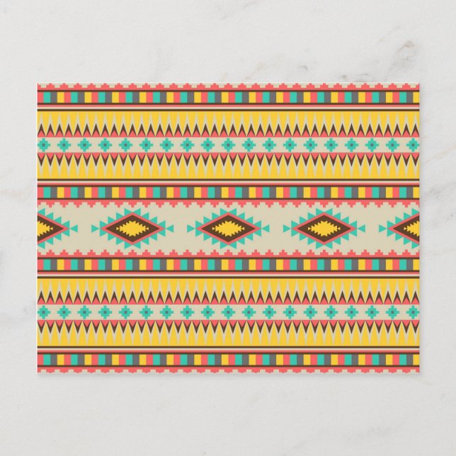 Colourful Aztec Tribal Native American Diamonds Postcard (Front)