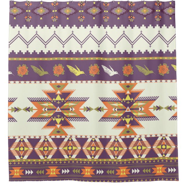 Colourful Aztec: vibrant seamless pattern. Shower Curtain (Front)
