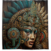 Colourful Aztec Warrior Princess Shower Curtain