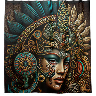 Colourful Aztec Warrior Princess Shower Curtain