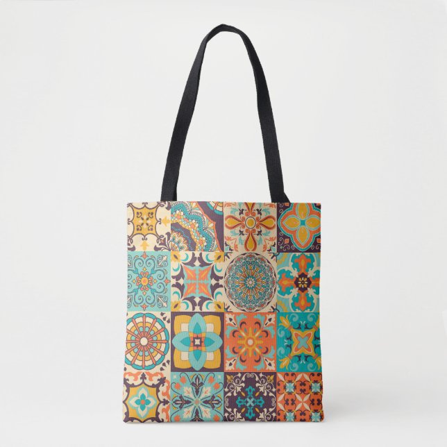 Colourful Azulejos Traditional Tiles Set Tote Bag (Front)