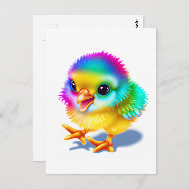 Colourful Baby Chicken Postcard (Front/Back)