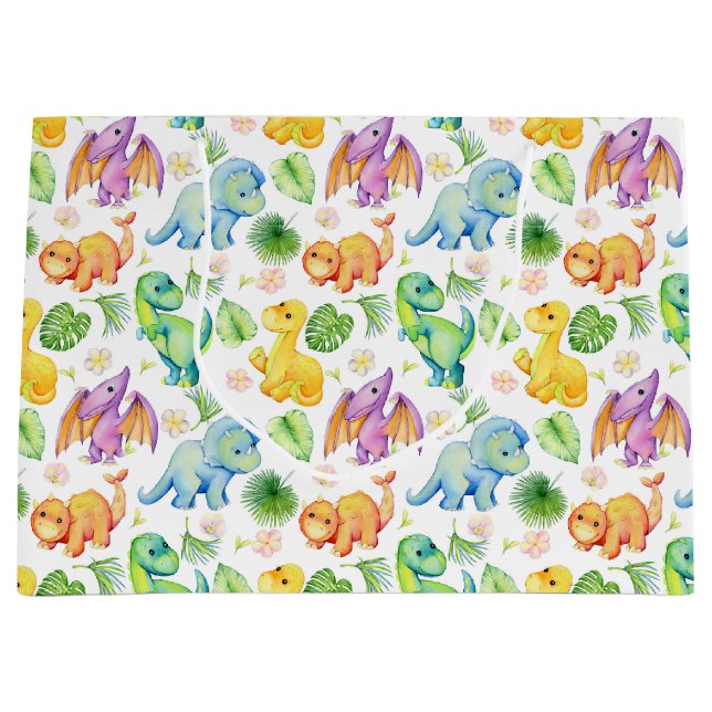 Colourful Baby Dinosaur Large Gift Bag (Front)