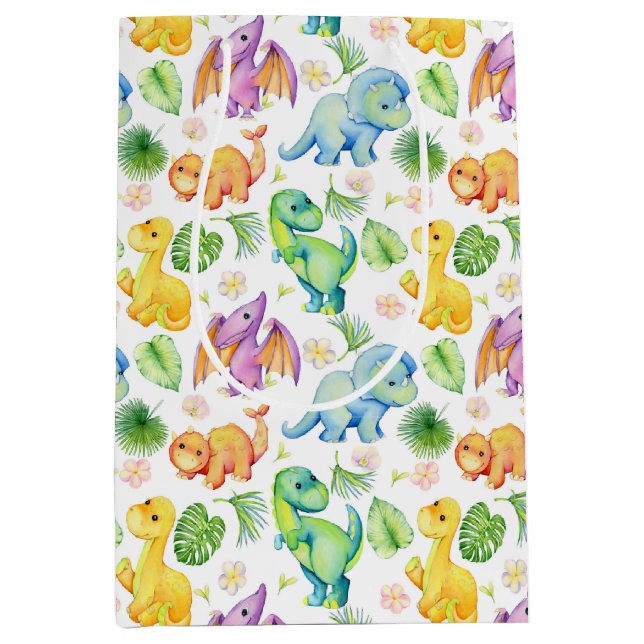 Colourful Baby Dinosaur Medium Gift Bag (Front)