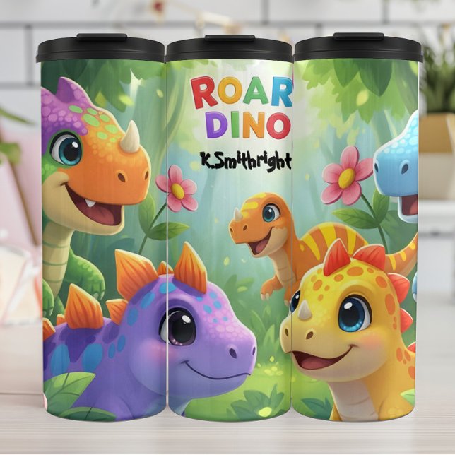 Colourful Baby Dinosaurs Roar Forest Thermal Tumbler (Creator Uploaded)