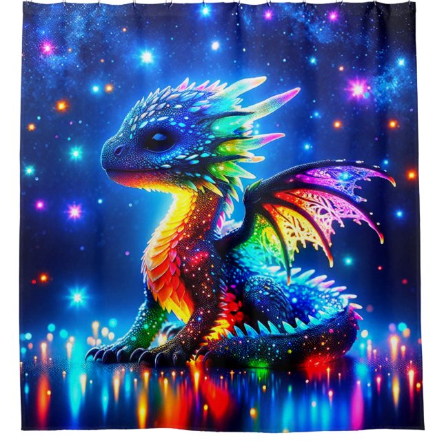 Colourful Baby Dragon Shower Curtain (Front)