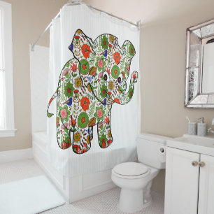 Colourful Baby Elephant Shower Curtain