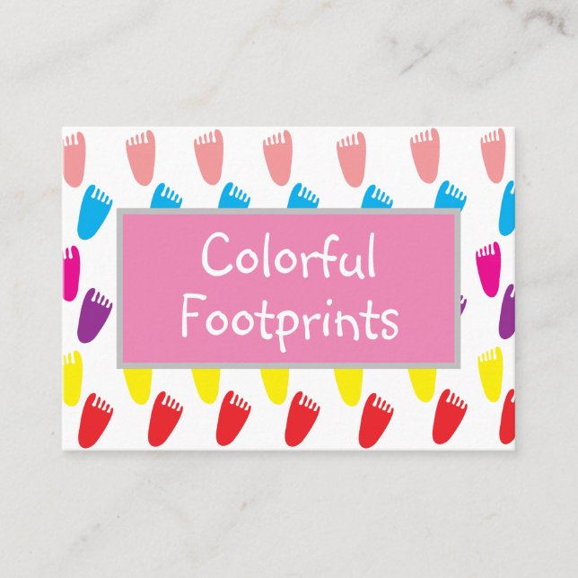 Colourful Baby Footprint Pattern  Business Card (Front)