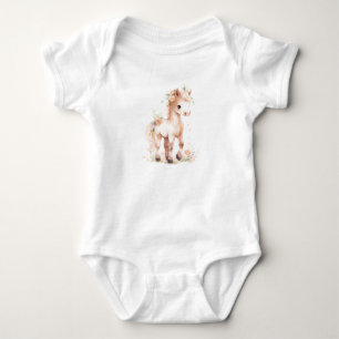 Colourful Baby Horse Foal with Flowers Bodysuit