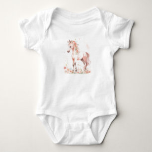 Colourful Baby Horse Foal with Flowers Bodysuit