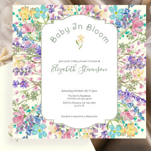 Colourful Baby In Bloom Floral Baby Shower Invitation