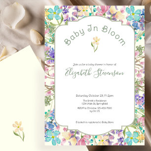 Colourful Baby In Bloom Floral Baby Shower Invitation