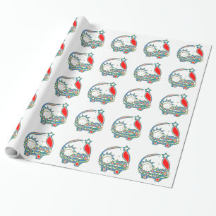 Colourful Baby Jesus under The Star of Bethlehem Wrapping Paper
