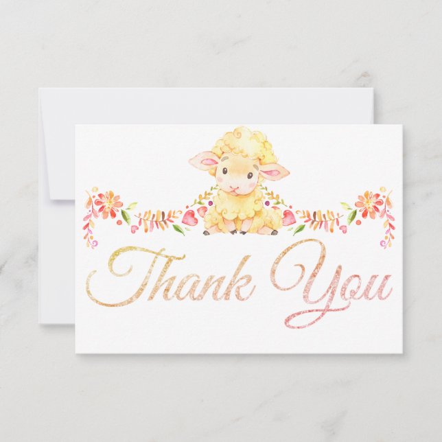 Colourful Baby Sheep / Lamb Thank You Card (Front)