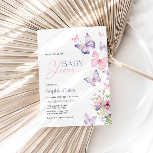 Colourful Baby Shower Invitation with Butterflies