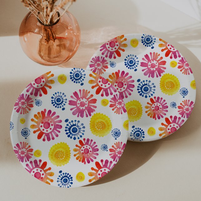 Colourful Baby Shower Mexican Fiesta  Paper Plate (Colorful Baby Shower Mexican Fiesta Paper Plates)