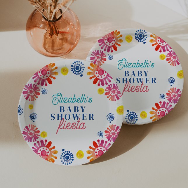 Colourful Baby Shower Mexican Fiesta  Paper Plate (Colorful Baby Shower Mexican Fiesta Paper Plates)