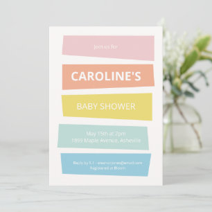 Colourful Baby Shower Pastel Stripes Modern Summer Invitation
