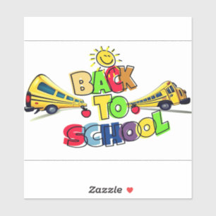 Colourful Back to School Cartoon Design with Schoo