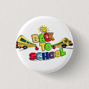 Colourful Back to School Cartoon Design with Schoo 3 Cm Round Badge