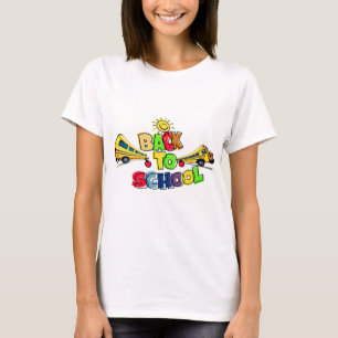 Colourful Back to School Cartoon Design with Schoo T-Shirt