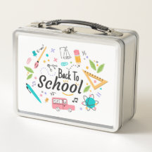 Colourful Back to School Custom Metal Lunchbox
