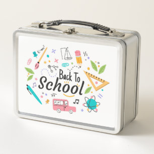 Colourful Back to School Custom Metal Lunchbox
