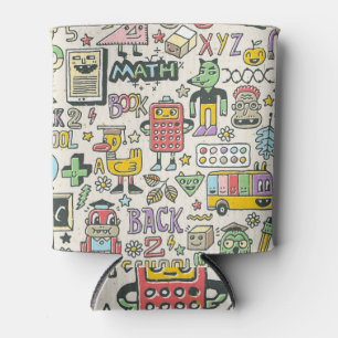 Colourful back to school doodles can cooler