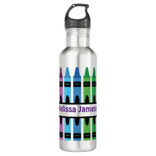 Colourful Back to School Name Monogram Crayon 710 Ml Water Bottle