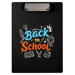 Colourful Back to School Typography Design Clipboard