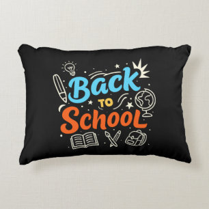 Colourful Back to School Typography Design Decorative Cushion