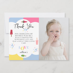 Colourful Background Popsicle Photo Thank You Card