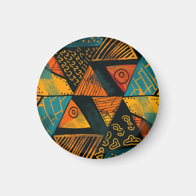 Colourful background with African motifs Magnet (Front)