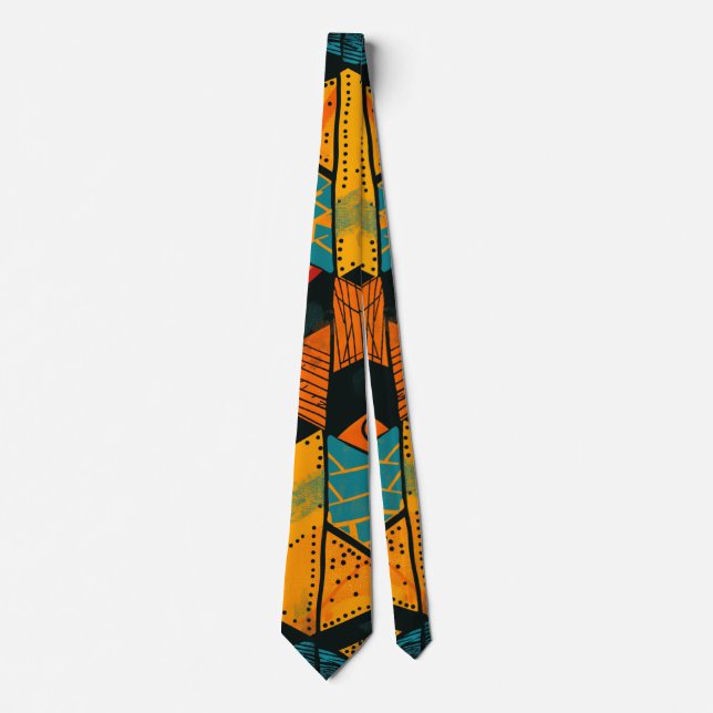  Colourful background with African motifs Tie (Front)