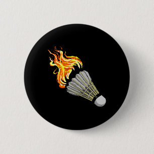 Colourful Badminton Flame Shuttle Art Sports 6 Cm Round Badge