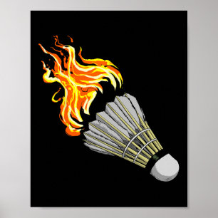Colourful Badminton Flame Shuttle Art Sports  Poster