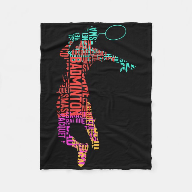 Colourful Badminton Player _ Shuttle Racket _ Badm Fleece Blanket (Front)