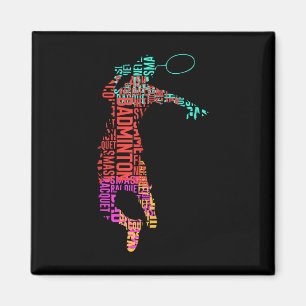 Colourful Badminton Player _ Shuttle Racket _ Badm Magnet