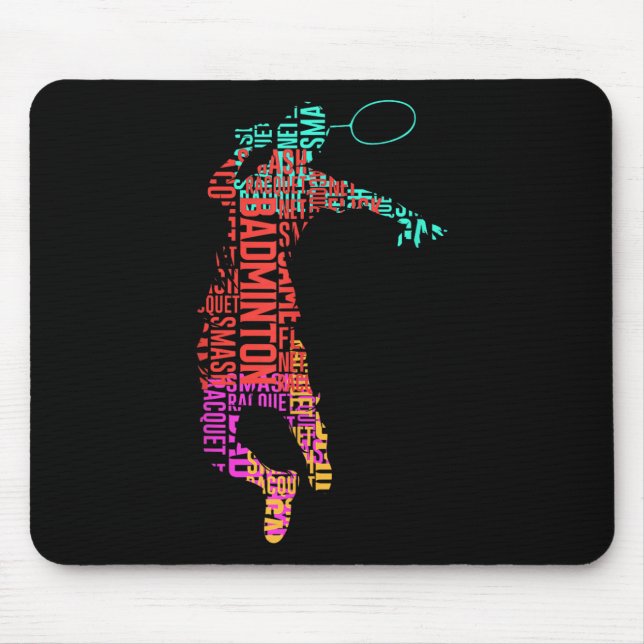 Colourful Badminton Player _ Shuttle Racket _ Badm Mouse Pad (Front)
