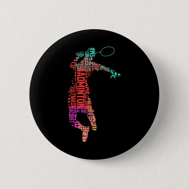 Colourful Badminton Player Shuttle Racket Badminto 6 Cm Round Badge (Front)