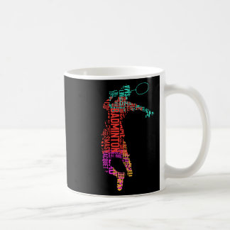 Colourful Badminton Player Shuttle Racket Badminto Coffee Mug