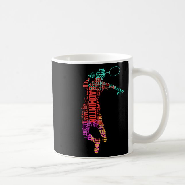 Colourful Badminton Player Shuttle Racket Badminto Coffee Mug (Right)